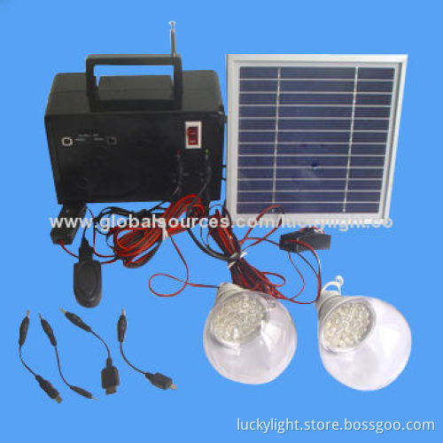 Solar Panel Kit with LED Bulb, FM Radio, Solar Panel and USB